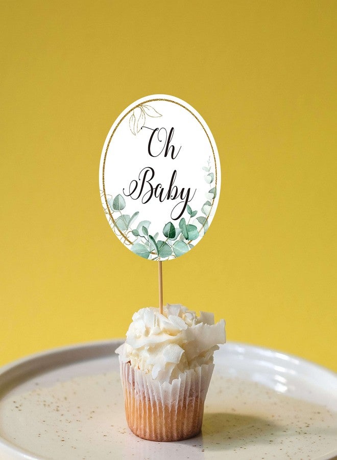 TENTADO 50 Greenery Oh Baby Stickers - Gender Neutral Baby Shower Favors & Thank You Labels (2 Inch) - Image 2